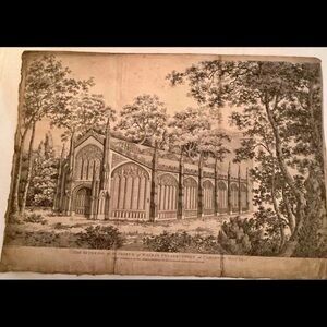 1817 Antique Engraving – Prince of Wales’s Conservatory, Carlton House John Bell